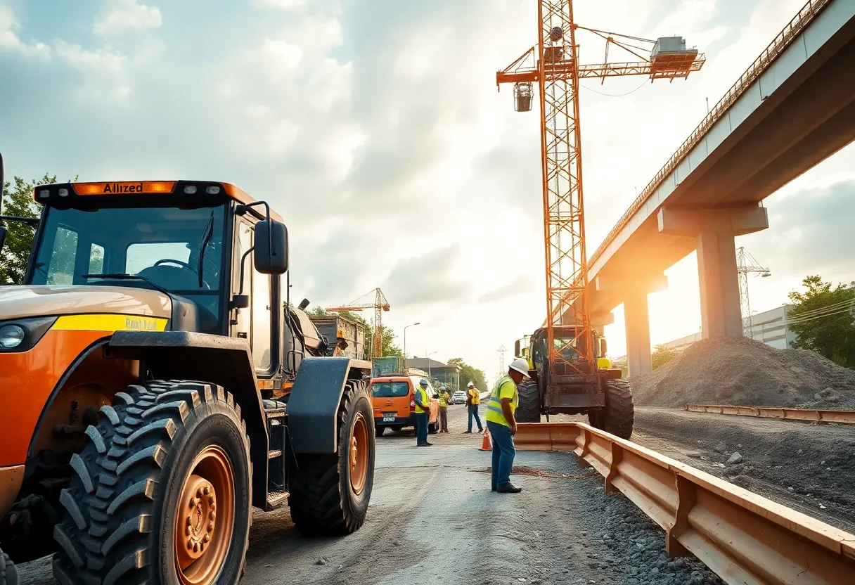 Construction site in Central Florida with machinery and workers.