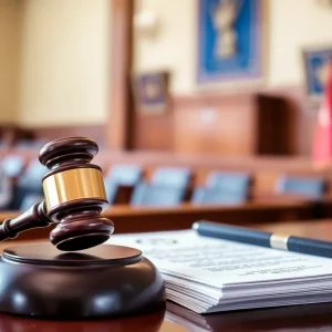 Courtroom setting symbolizing justice