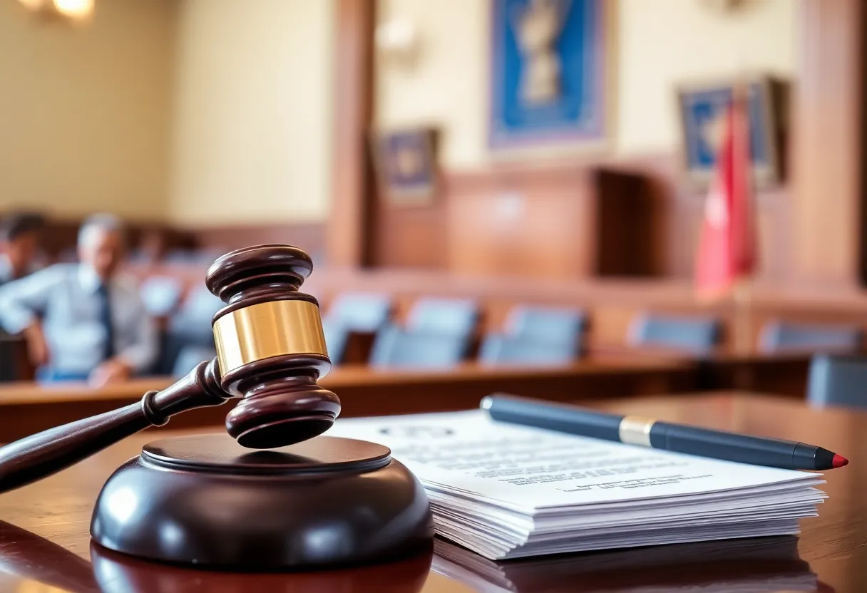 Courtroom setting symbolizing justice