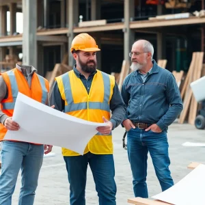Contractors at a construction site discussing tax opportunities under OBBBA