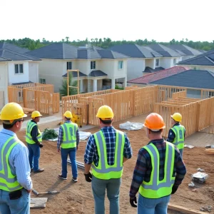 Workers at a Florida home construction site