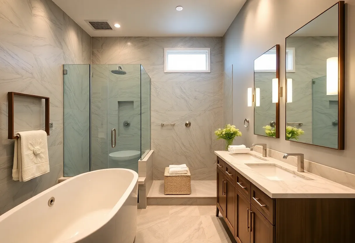 Luxuriously remodeled bathroom with modern design
