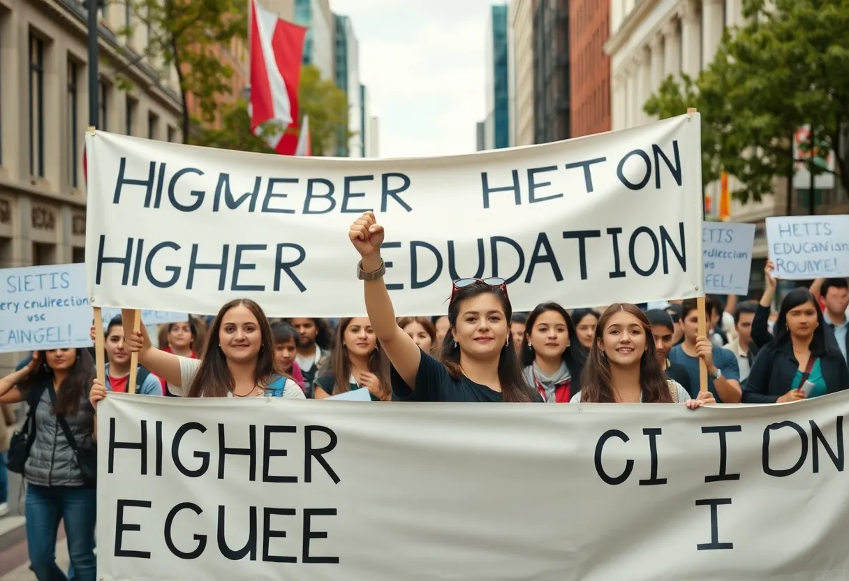 Students protesting for a permanent campus at Rabindra University in Dhaka