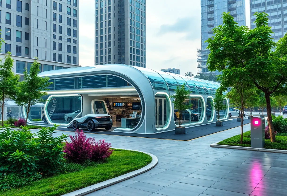 A modern electric vehicle manufacturing facility representing Rivian's advancements.