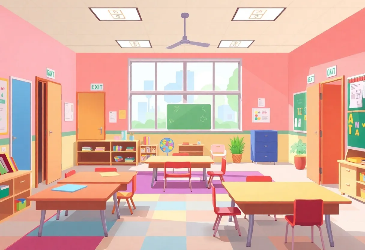 Interior view of renovated preschool classroom at Woodlawn Elementary