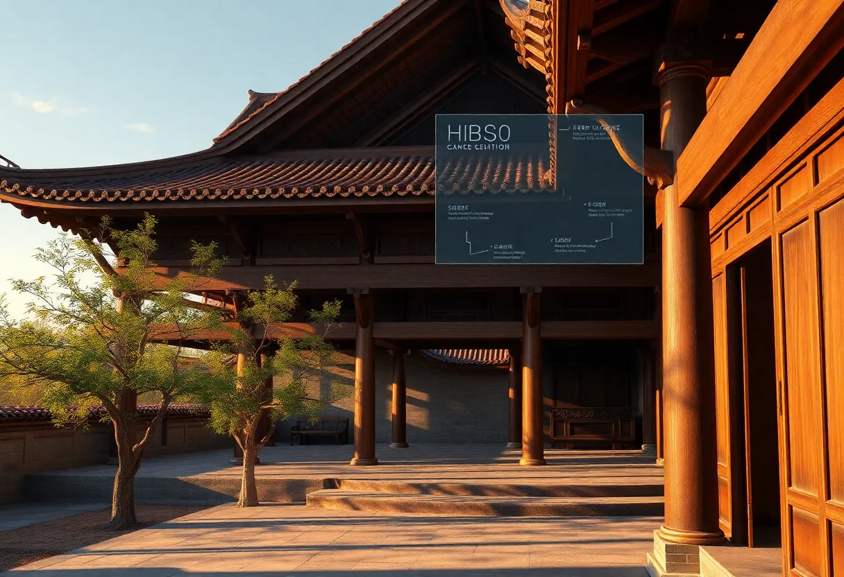 3D HBIM visualization of Chuzu Temple Main Hall showing timber bracket sets, point cloud overlay and Revit family components