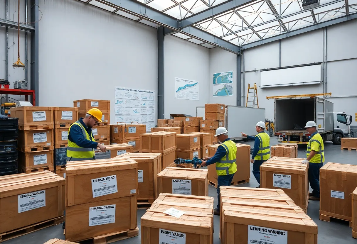 Warehouse assembly and packing of emergency warning system equipment for Puerto Rico dam project