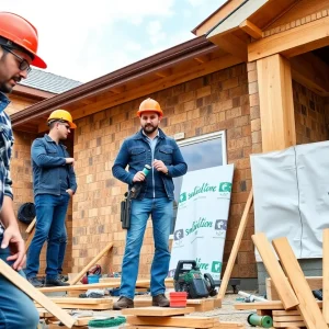 Independent contractors working on a residential construction site