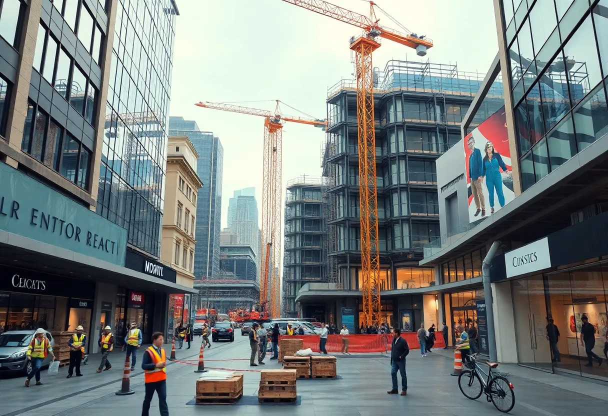 Construction site at The Oddie District redeveloping a retail space.
