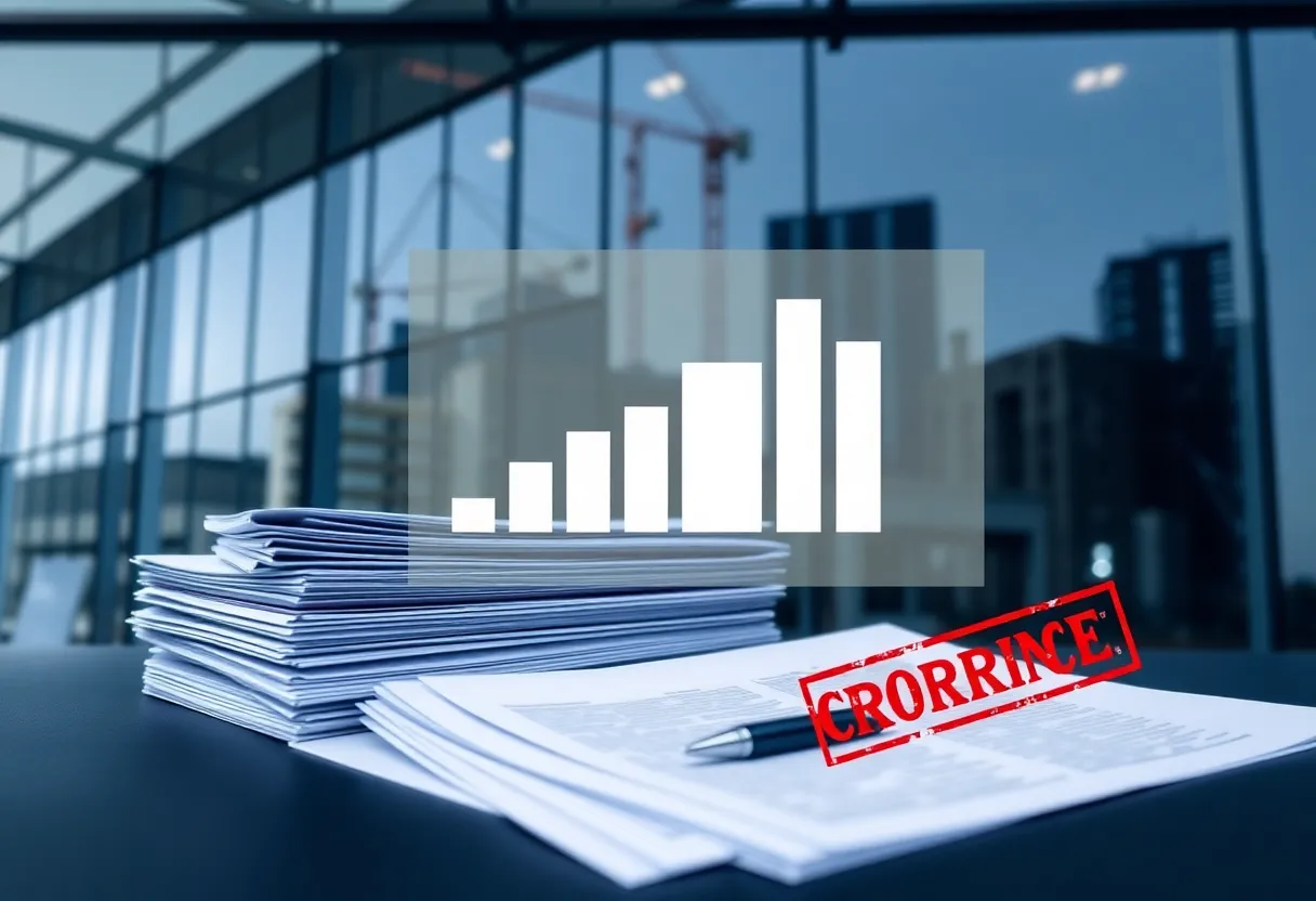 Graphic of loan documents, construction cranes and a ranking chart representing private lending rankings correction