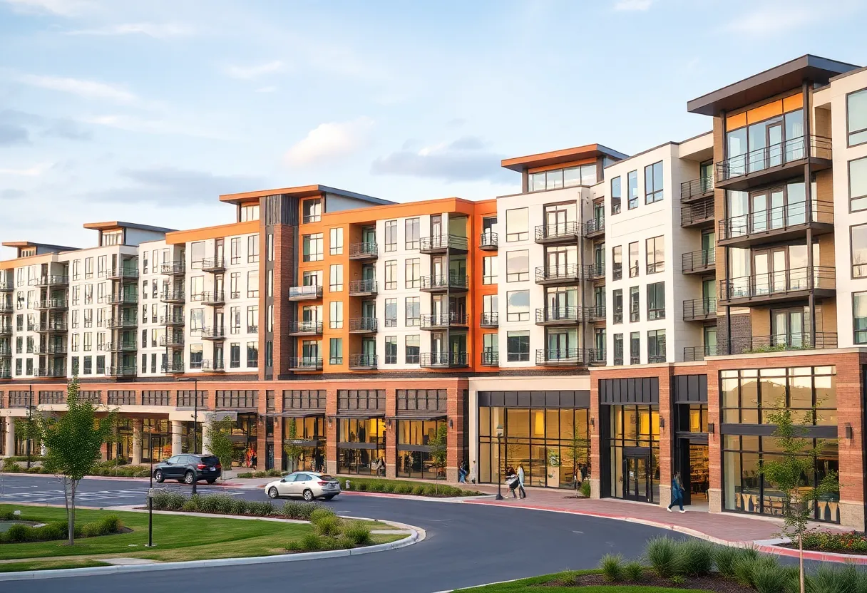 Architectural rendering of a mixed-use development in Rancho Cucamonga