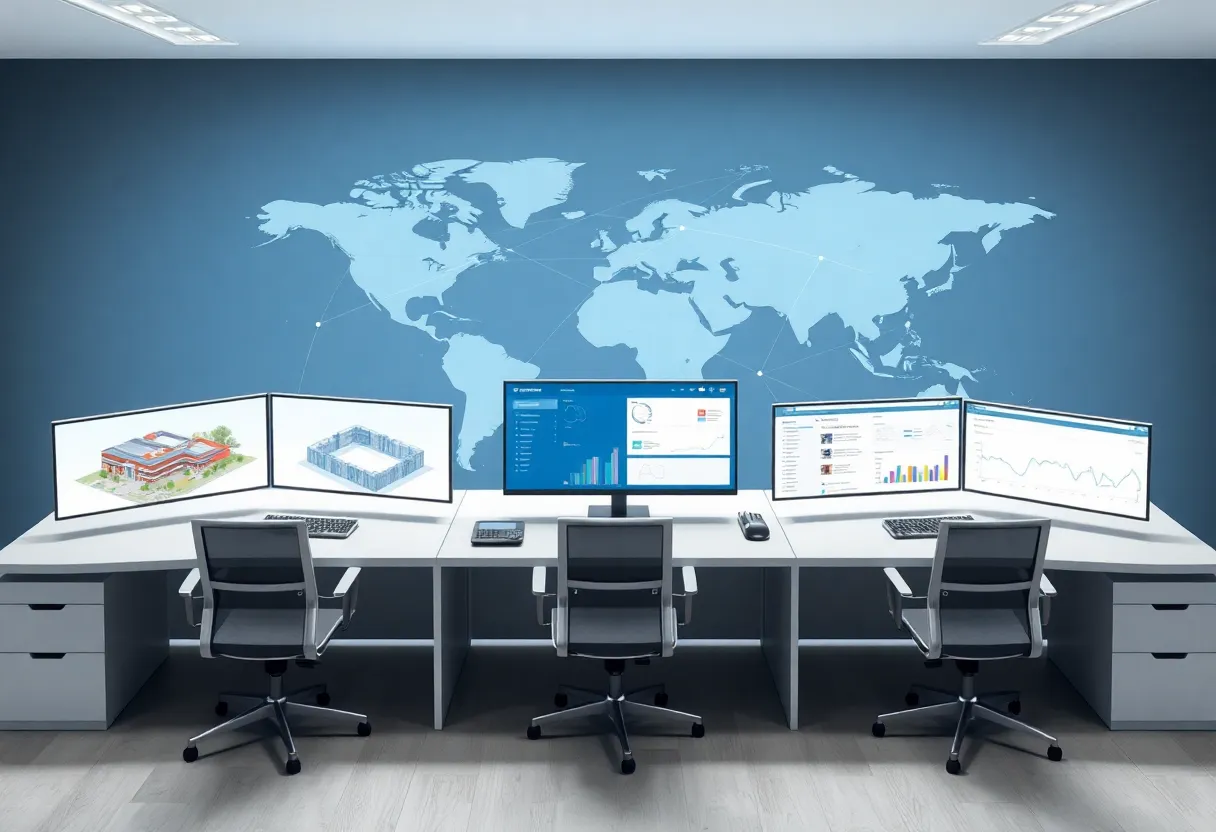 Cloud-based project collaboration dashboard with global reseller network overlay