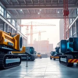 Modern construction equipment with advanced engines on a job site