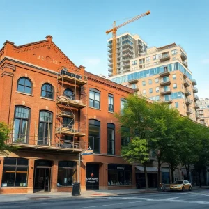 Renovation of historic brick building and new mixed-income apartment building with rooftop solar in an urban Milwaukee neighborhood
