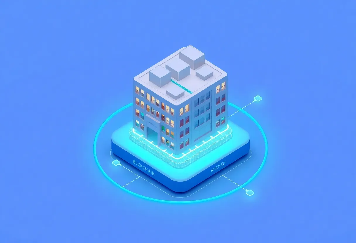 Visualization of BIM objects above a Blockchain 3.0 virtual disk with linked nodes and highlighted diffs