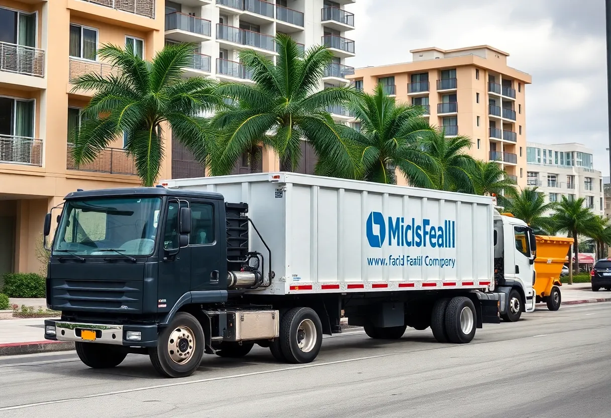 Waste Services USA truck with dumpsters in South Florida