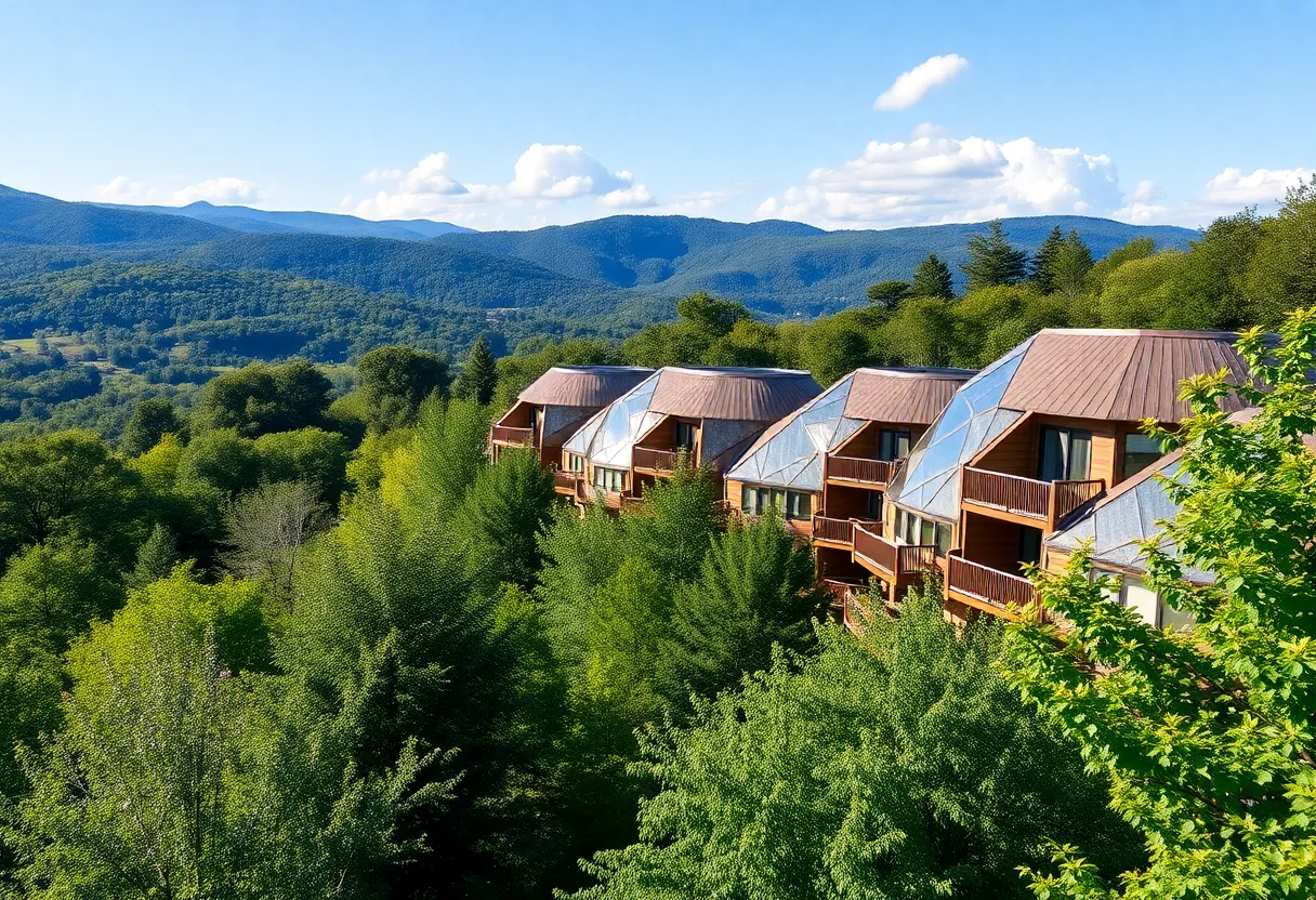 Mountain-view condos designed for eco-tourists in Asheville.