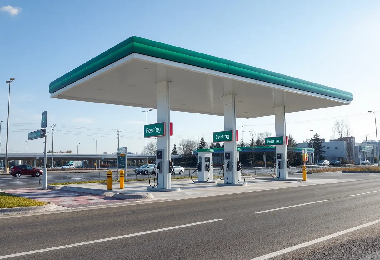 New gas station with electric vehicle charging stations in Birmingham