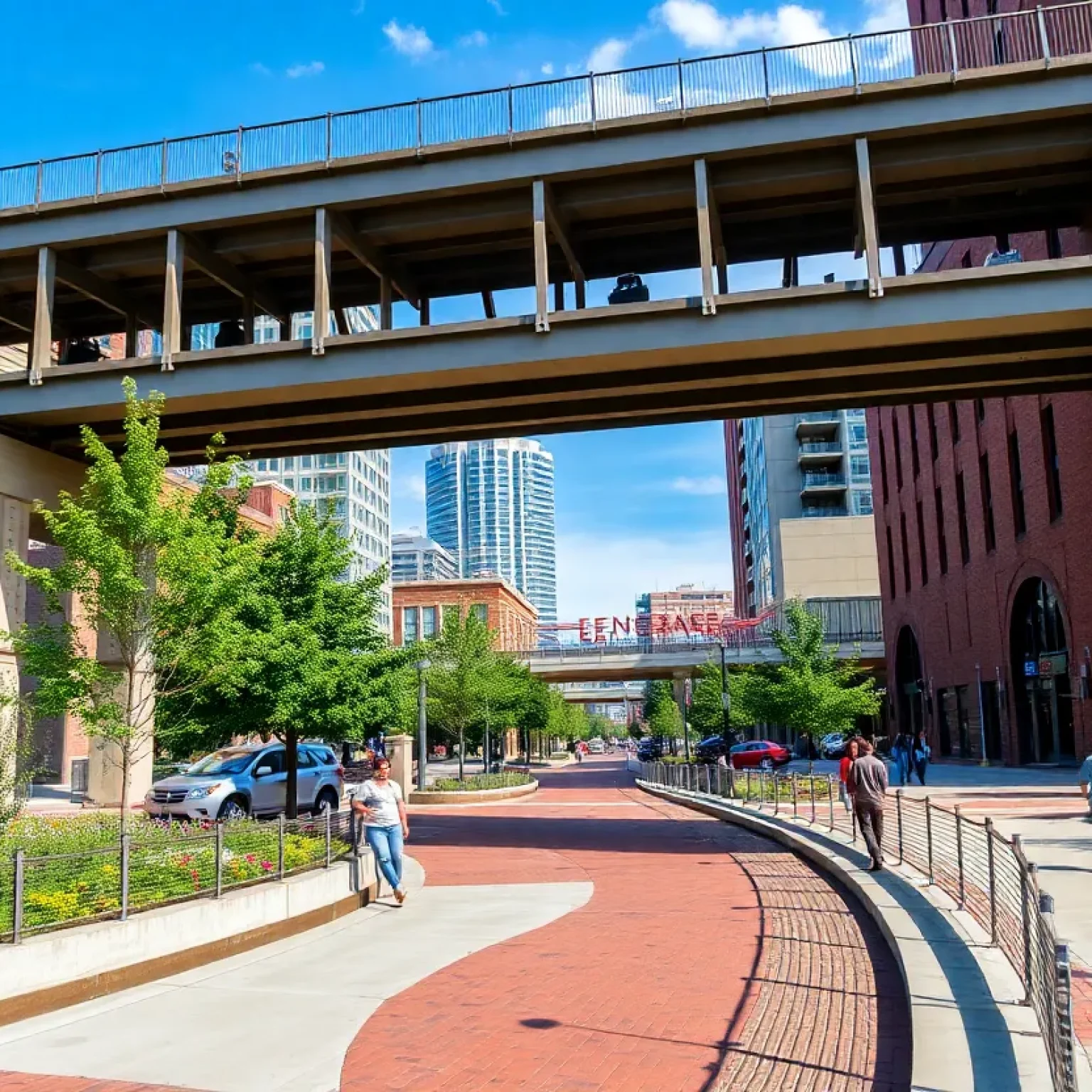 Construction of pedestrian bridges and green corridors in Birmingham's Riverchase redevelopment project
