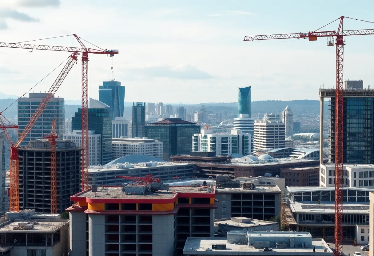 Construction activities in Victoria with cranes and buildings