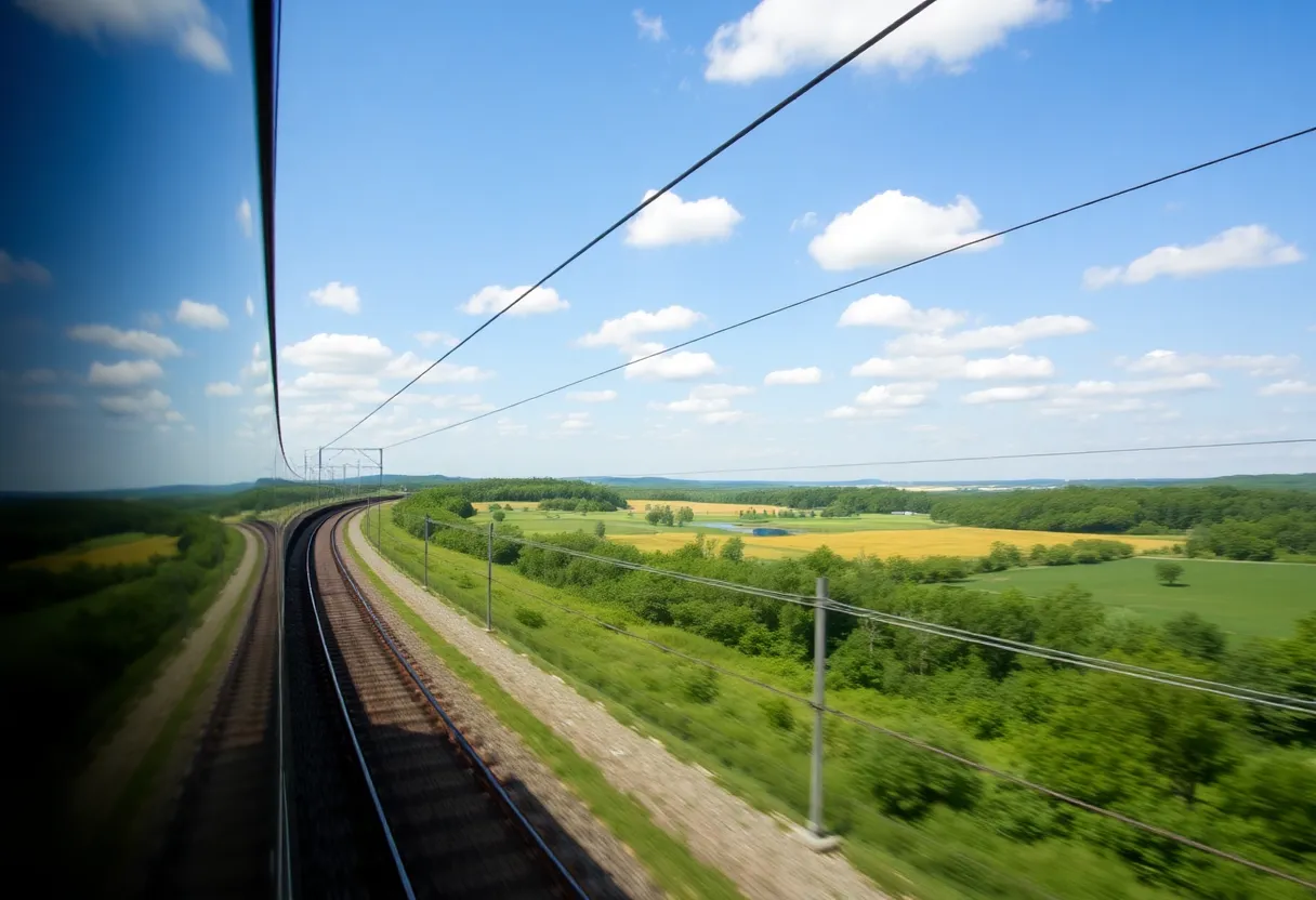 High-speed rail train in North Carolina landscape