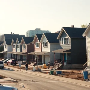 Construction of new single-family affordable homes in a Cleveland neighborhood