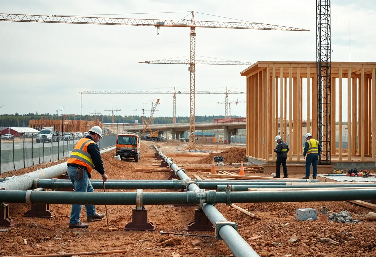 Construction workers at a site in Sioux Falls, South Dakota